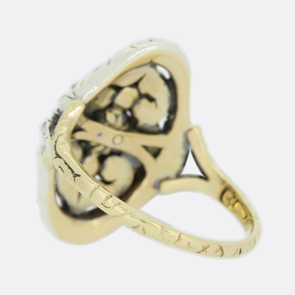 Victorian Rose Cut Diamond Navette Ring