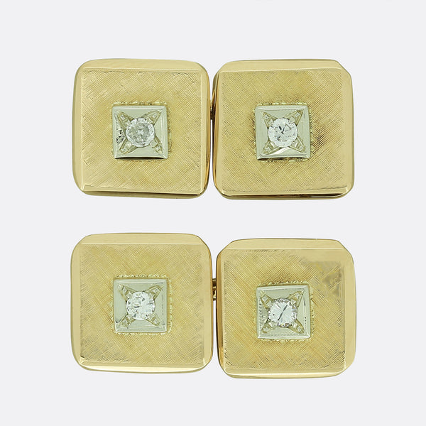 Vintage Chain Link Diamond Cufflinks