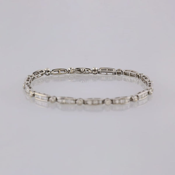 2.6 Carat Baguette and Round Brilliant Cut Diamond Line Bracelet