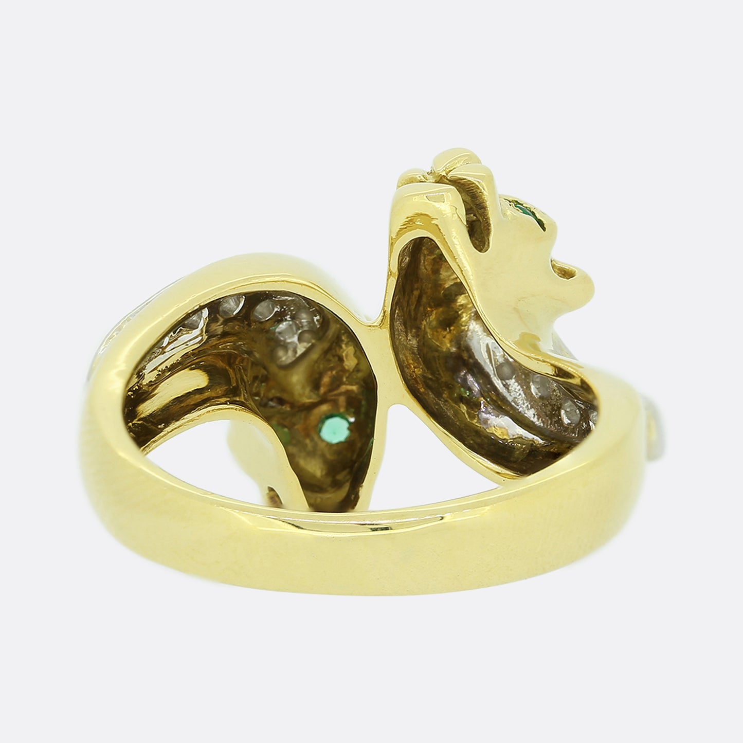 Diamond and Emerald Double Headed Panther Ring