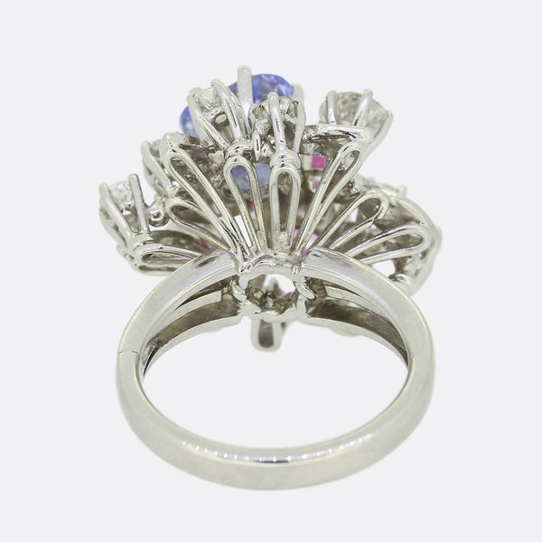 Heart Shaped Sapphire and Diamond Cluster Ring