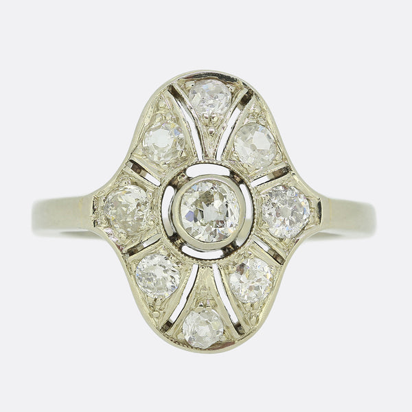 Art Deco 0.65 Carat Old Cut Diamond Target Ring