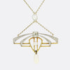 Art Nouveau Natural Pearl and Diamond Pendant Necklace