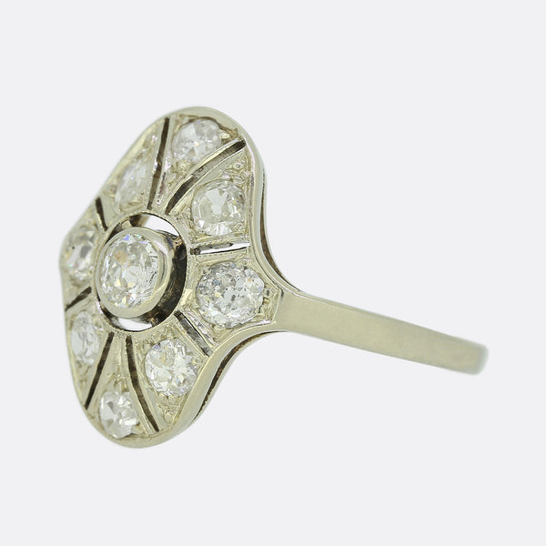 Art Deco 0.65 Carat Old Cut Diamond Target Ring