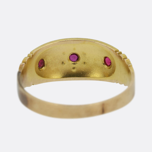 Victorian Ruby and Pearl Sunflower Ring