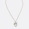 Victorian Diamond Pearl Heart and Crown Pendant Necklace