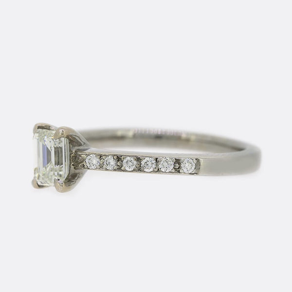 0.50 Carat Emerald Cut Diamond Solitaire Engagement Ring