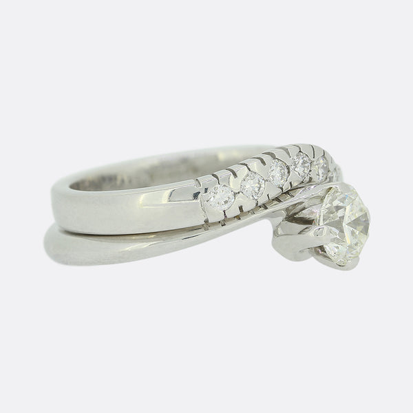 0.50 Carat Diamond Solitaire and Diamond Wishbone Ring Set