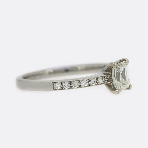 0.50 Carat Emerald Cut Diamond Solitaire Engagement Ring