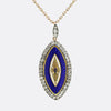 Victorian Diamond and Enamel Navette Pendant Necklace