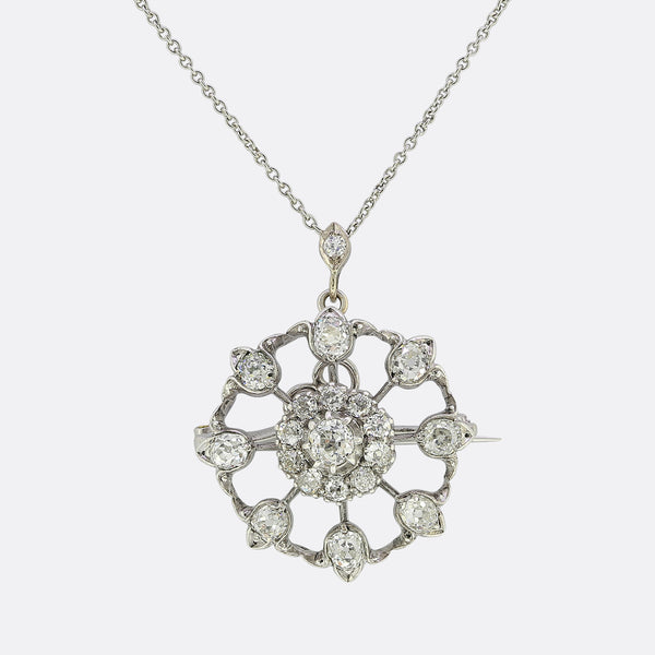 Victorian 1.20 Carat Diamond Target Pendant/Brooch