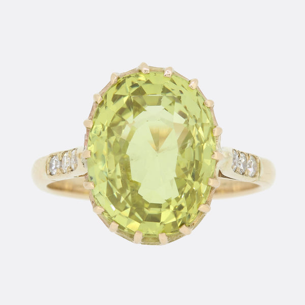 Vintage 8.35 Greenish Yellow Chrysoberyl Solitaire Ring