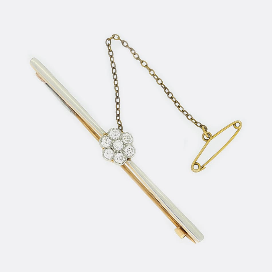 Victorian 0.35 Carat Diamond Daisy Cluster Brooch