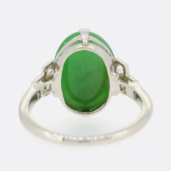 Art Deco Style Jade and Diamond Ring