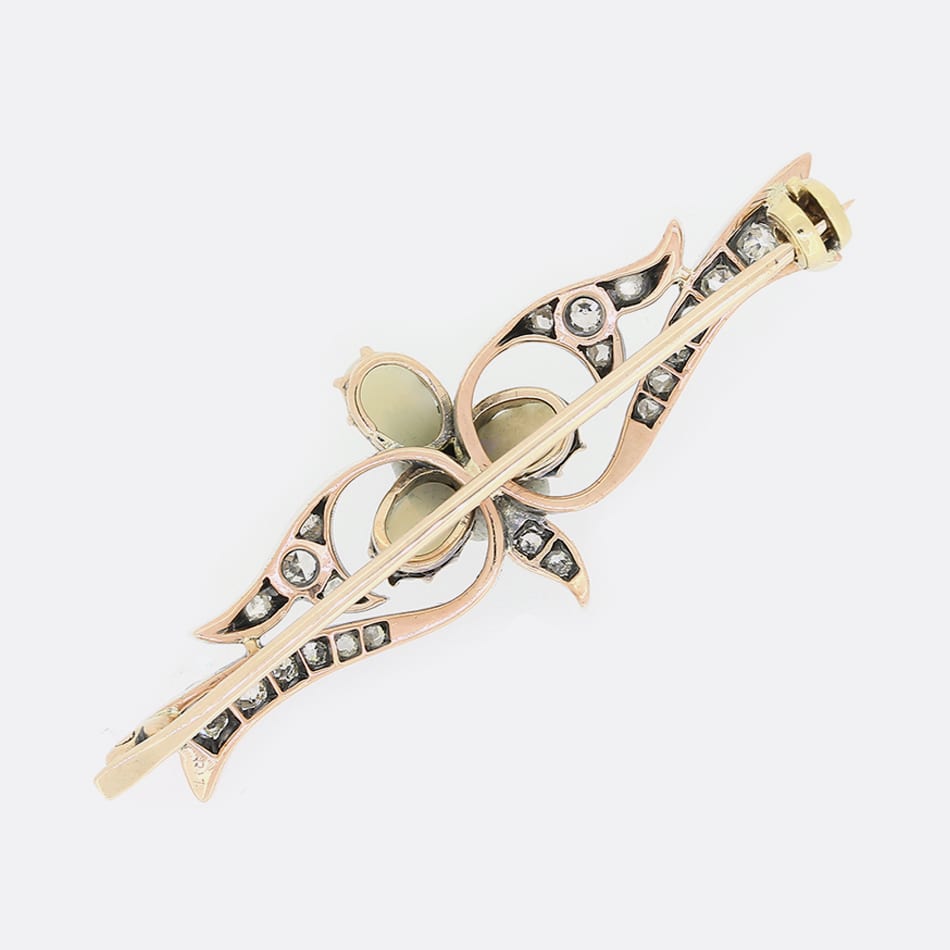 Victorian Opal and Old Cut Diamond Brooch