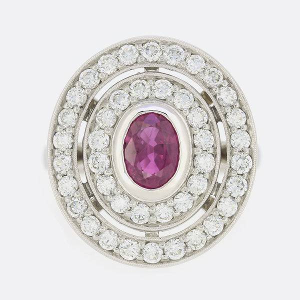 0.65 Carat Ruby and Diamond Cluster Ring