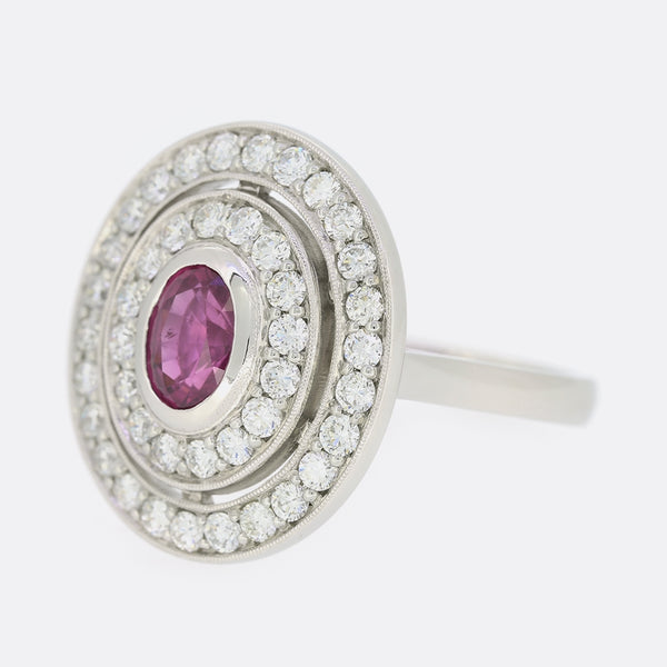 0.65 Carat Ruby and Diamond Cluster Ring
