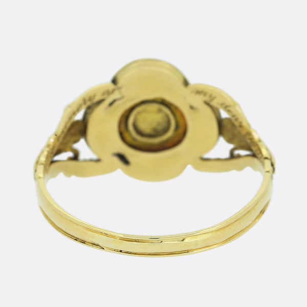 Victorian Pearl, Diamond and Enamel Mourning Locket Ring