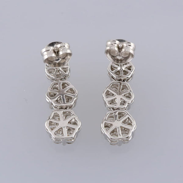2.32 Carats Diamond Cluster Drop Earrings