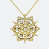 Victorian Diamond and Pearl Star Pendant Necklace