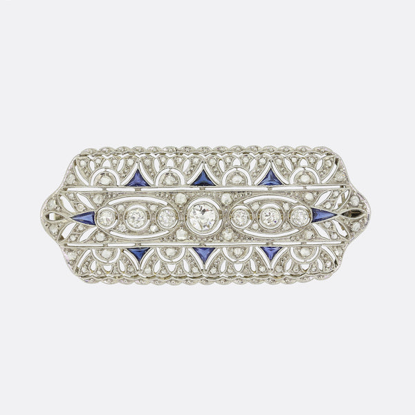 Art Deco Sapphire and Diamond Brooch