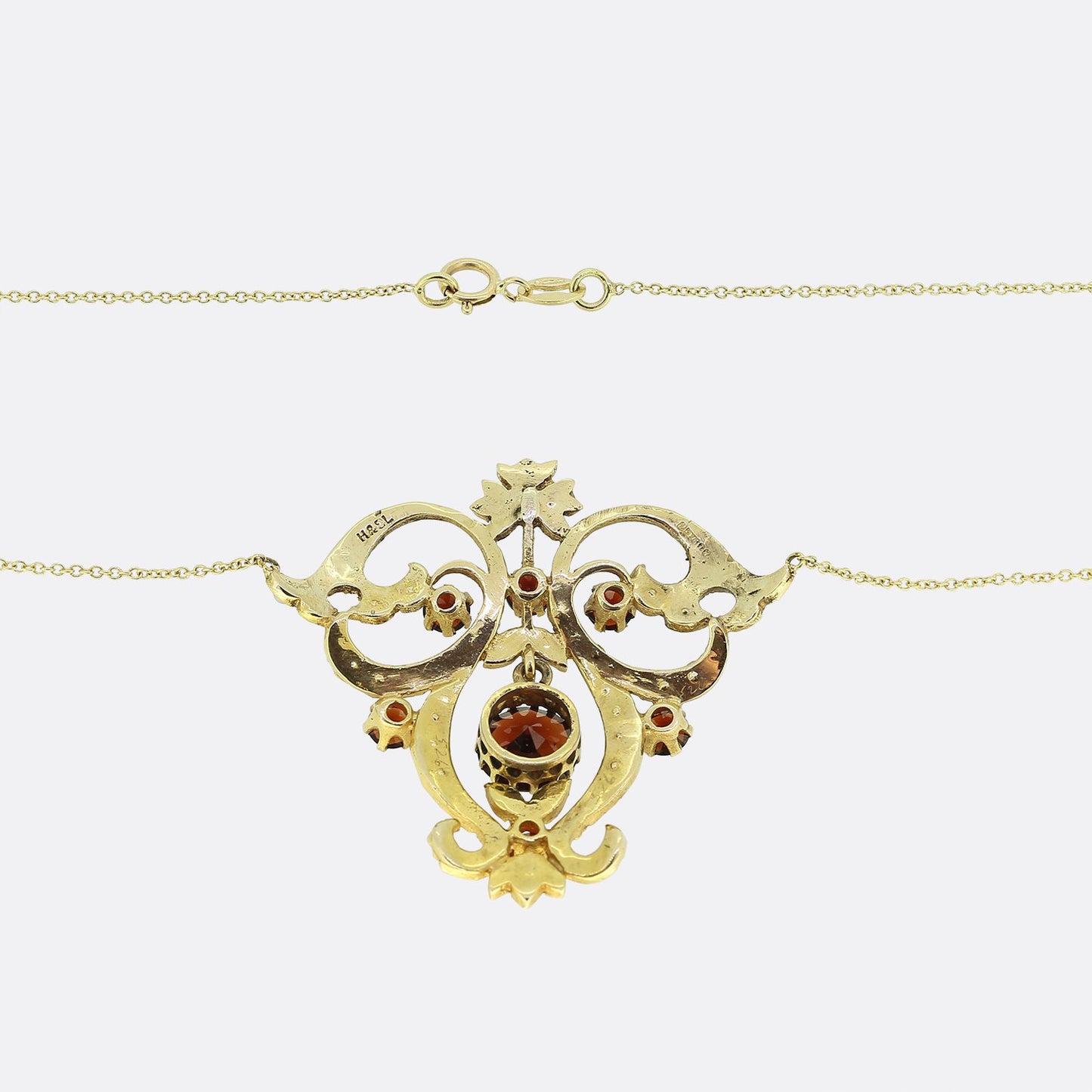 Vintage Garnet and Seed Pearl Drop Necklace