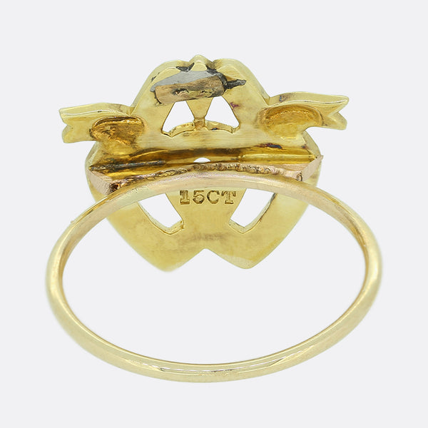 Victorian Pearl Double Heart Ring