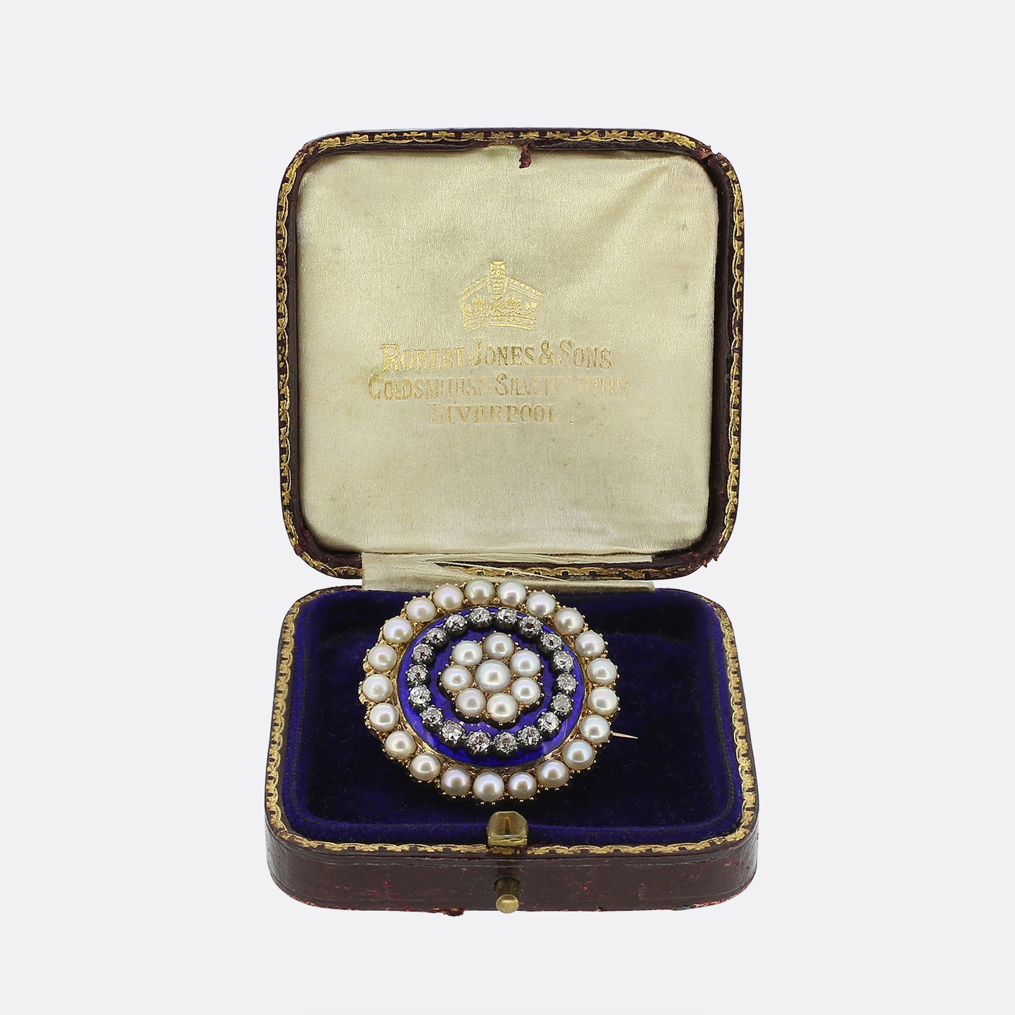 Victorian Pearl, Diamond and Enamel Brooch