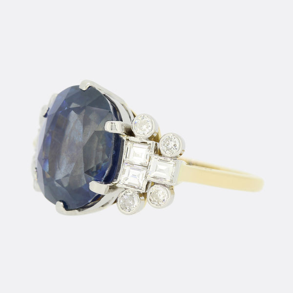 8.90 Carat Unheated Madagascan Sapphire and Diamond Ring