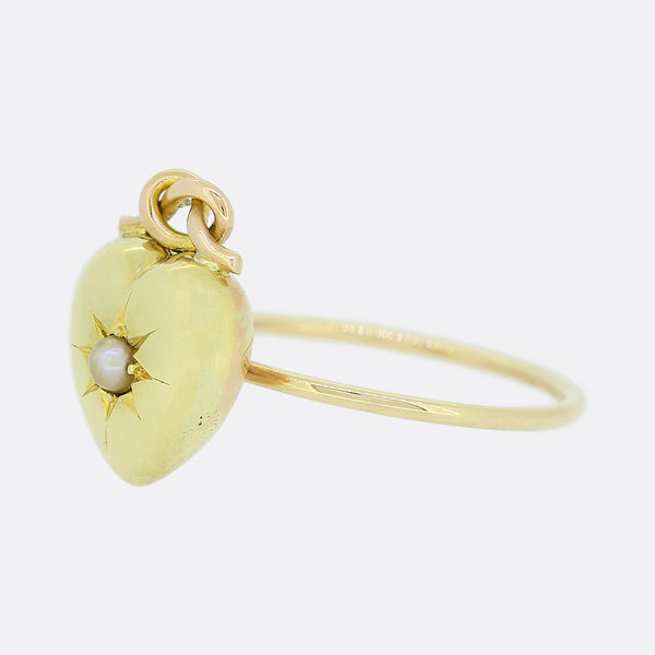 Victorian Pearl Heart Ring
