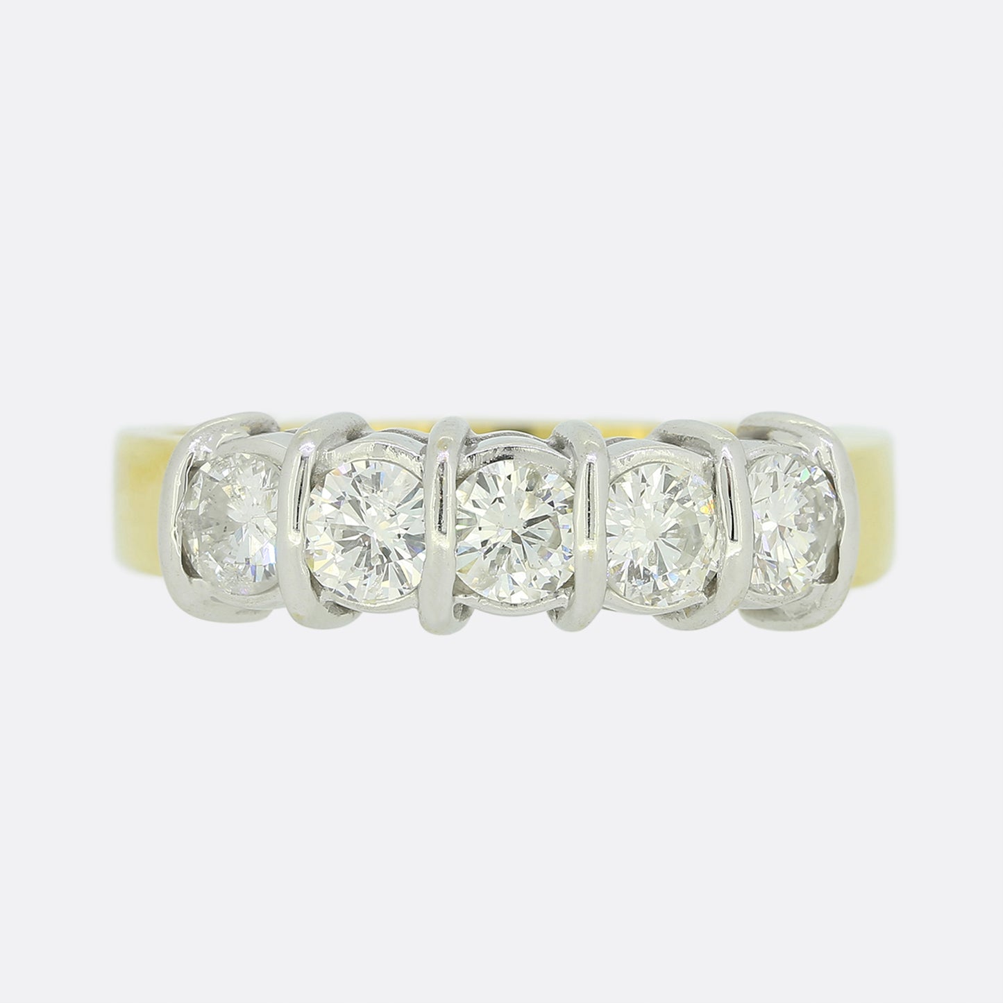 Vintage Five Stone 0.90 Carat Diamond Band Ring