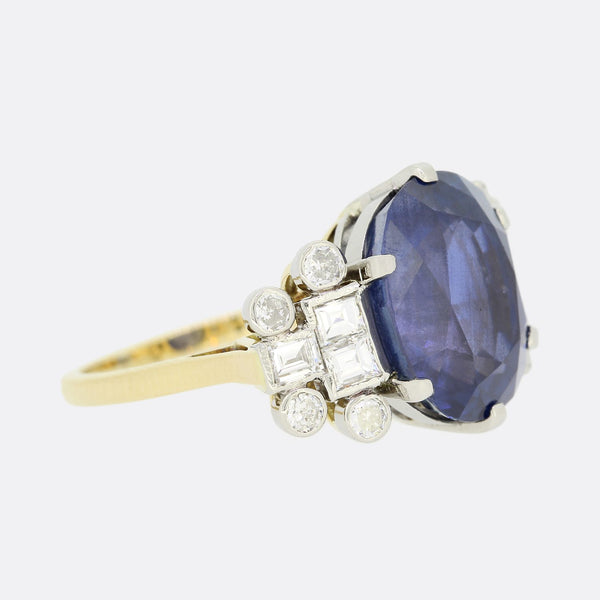 8.90 Carat Unheated Madagascan Sapphire and Diamond Ring