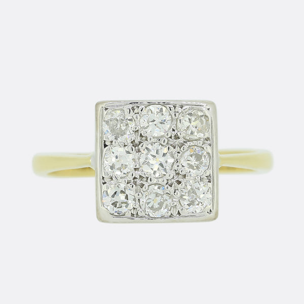 0.50 Carat Old Cut Diamond Square Cluster Ring