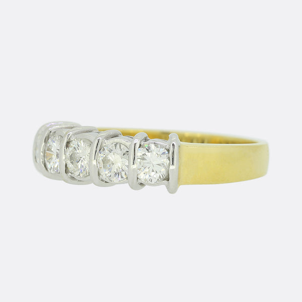 Vintage Five Stone 0.90 Carat Diamond Band Ring