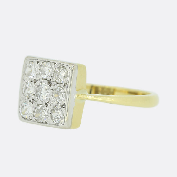 0.50 Carat Old Cut Diamond Square Cluster Ring