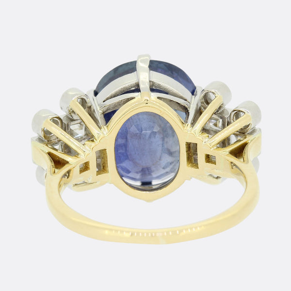 8.90 Carat Unheated Madagascan Sapphire and Diamond Ring