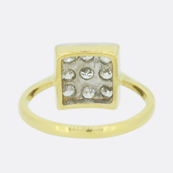 0.50 Carat Old Cut Diamond Square Cluster Ring