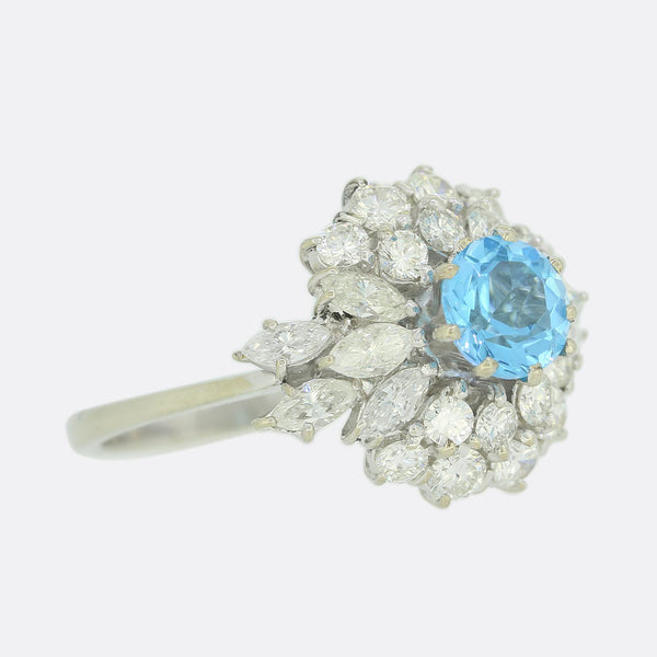 Topaz and 1.20 Carat Diamond Cluster Ring