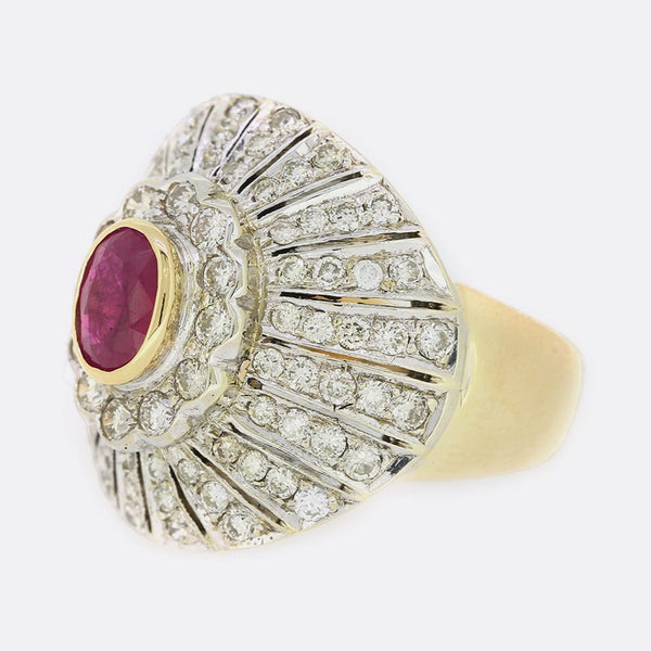 0.70 Carat Ruby and Diamond Cluster Ring