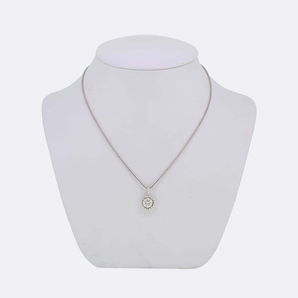 1.60 Carat Diamond Halo Pendant Necklace