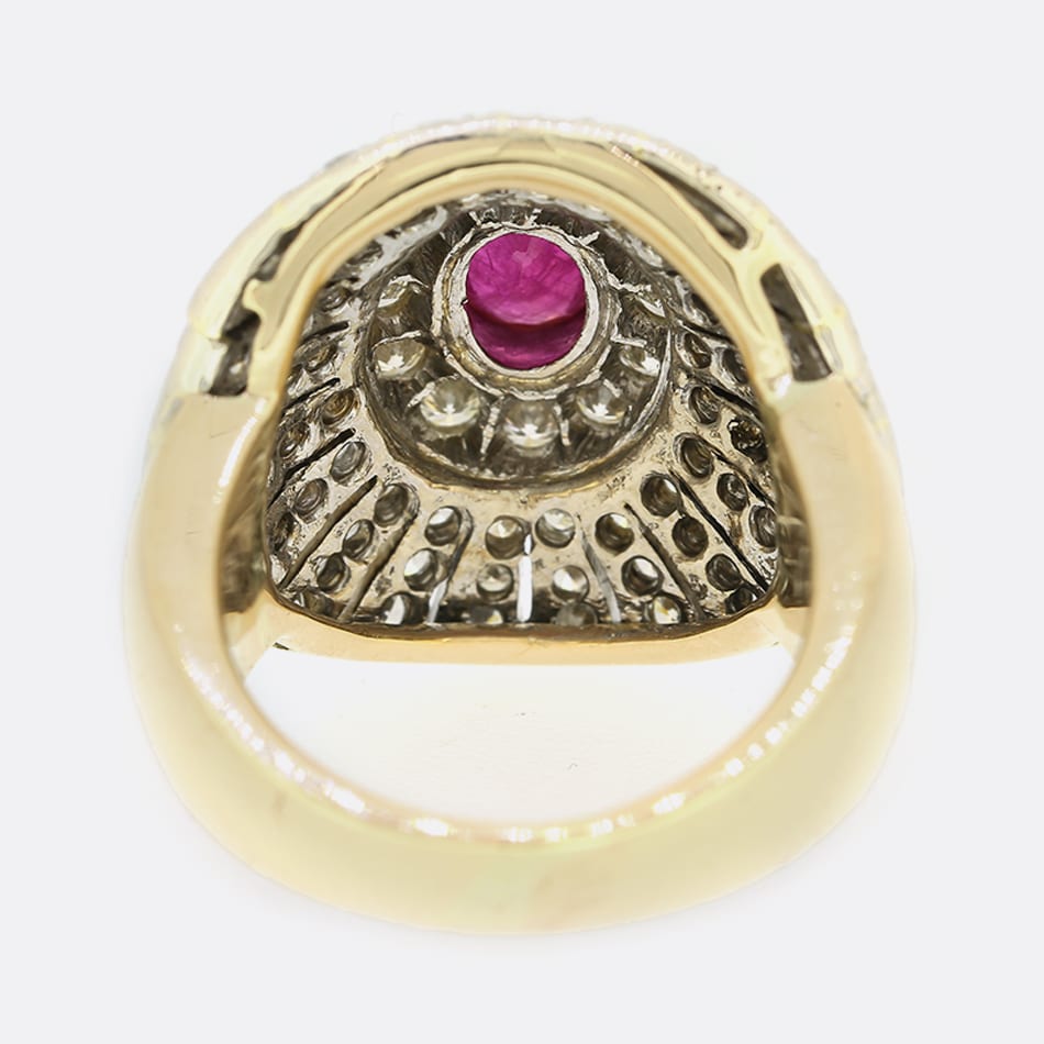 0.70 Carat Ruby and Diamond Cluster Ring