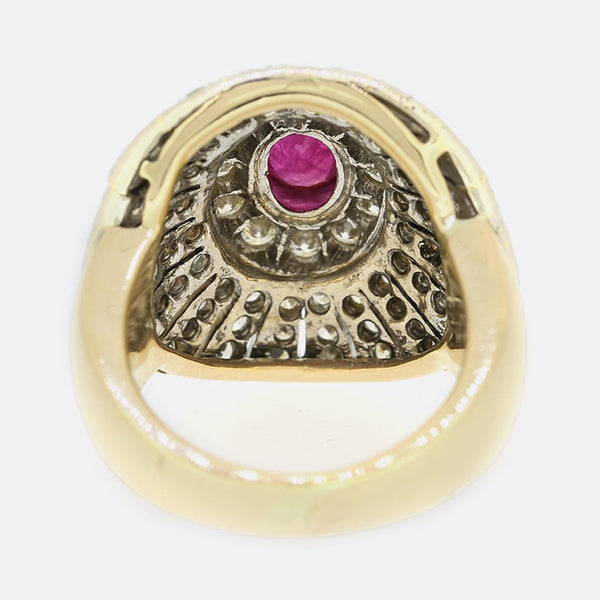 0.70 Carat Ruby and Diamond Cluster Ring