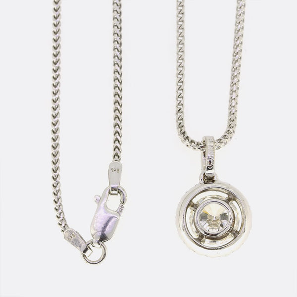 1.60 Carat Diamond Halo Pendant Necklace