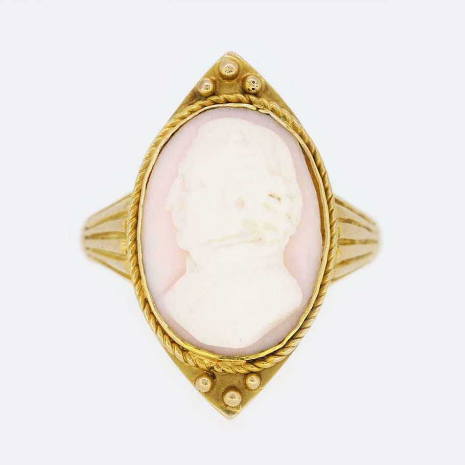 Antique Carved Shell Cameo Ring