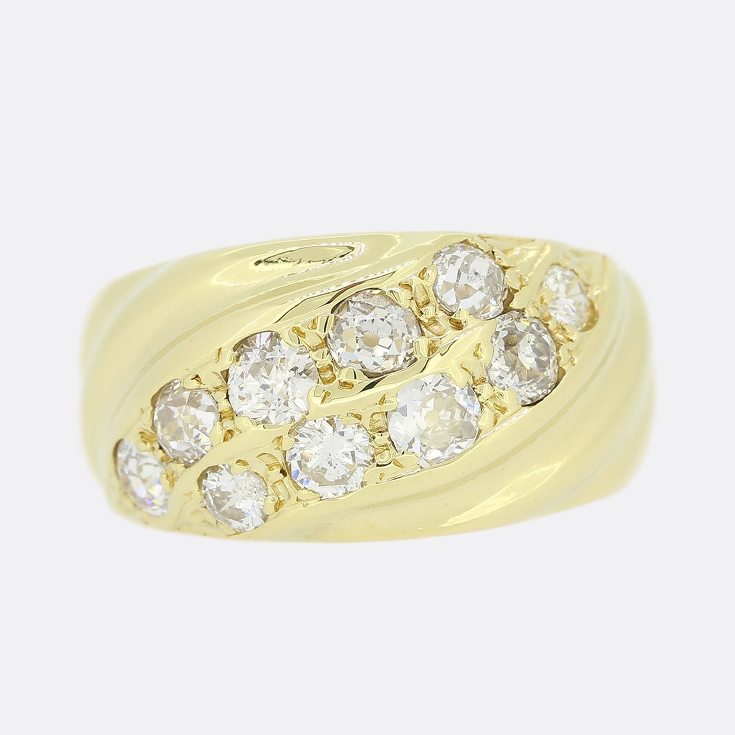 0.90 Carat Diamond Cluster Wide Band Ring