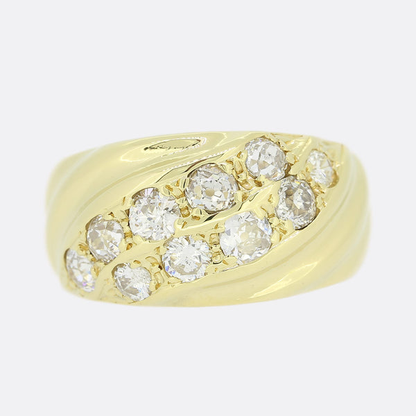 0.90 Carat Diamond Cluster Wide Band Ring