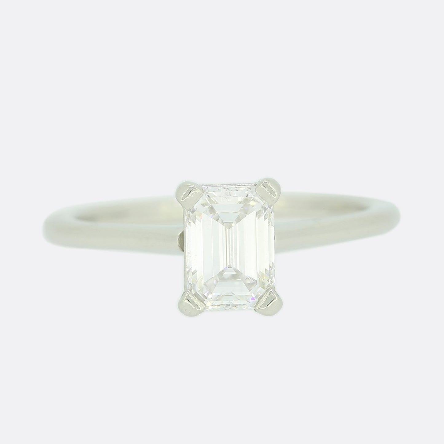 0.71 Carat Emerald Cut Diamond Solitaire Engagement Ring