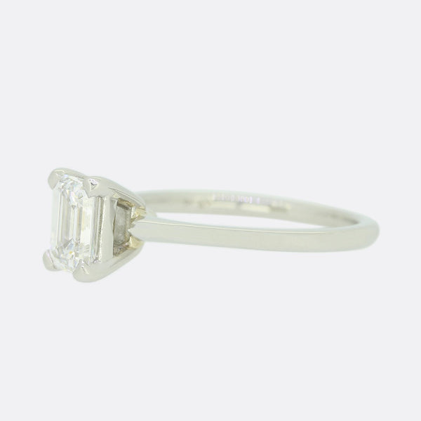 0.71 Carat Emerald Cut Diamond Solitaire Engagement Ring