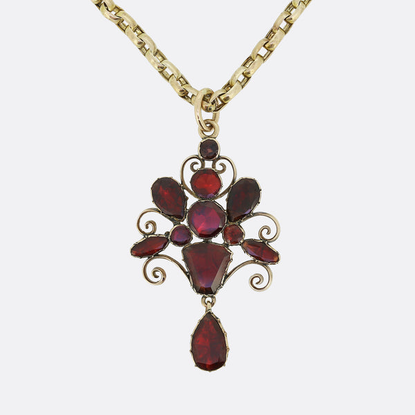 Georgian Flat Cut Garnet Necklace