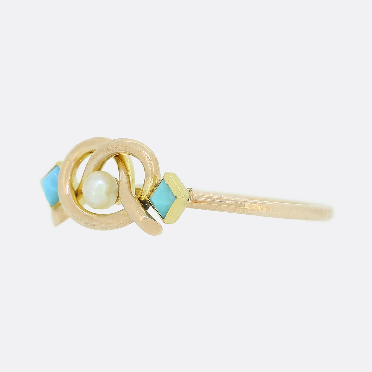 Victorian Turquoise and Pearl Infinity Ring